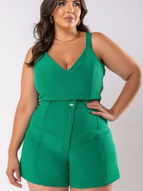 CONJUNTO FEMININO ALFAIATARIA PLUS SIZE ALCA FINA SHORT