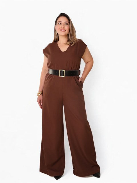MACACAO FEMININO ALFAIATARIA COM CINTO PLUS SIZE