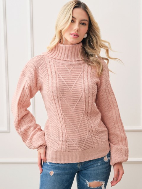 Suéter Feminino de Tricô Gola Alta
