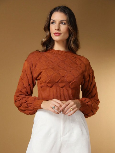 Blusa Suéter modal Feminino Cropped de Tricô