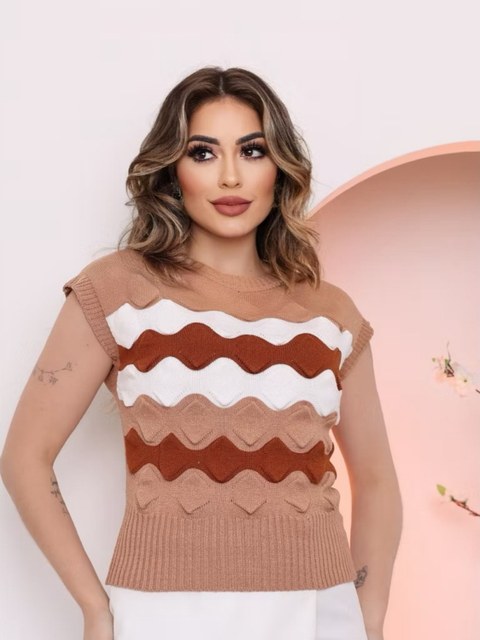 Blusa Cropped Feminina Tricô Modal Manga Morcego