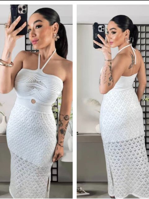 Vestido Longo em Tricot Modal com Amarração