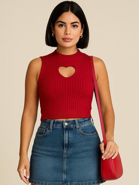 Regata Luana Coração Malha Tricot Modal - JAPA TRICÔ