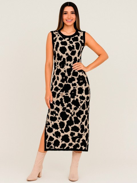 Vestido Midi Tricot Animal Cow Print - JAPA TRICÔ