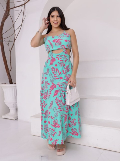 Vestido Longo Florido Estampado Juvenil