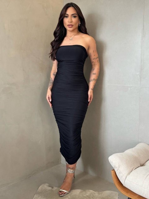 Vestido Tomara que caia Longo Drapeado