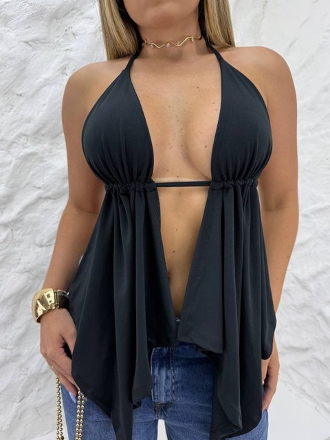 Blusa Cortininha de Suplex Romantic com Toque de poliamida