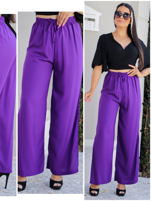 CALÇA PANTALONA VISCOSE COM FORRO E FENDA LATERAL