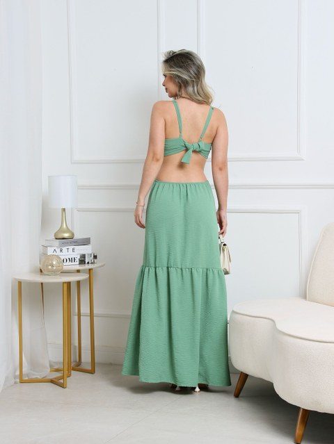 VESTIDO ARGOLA LONGO COM BABADO