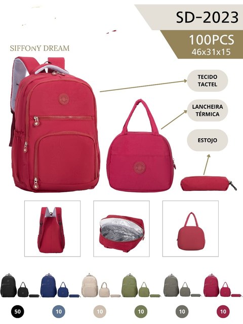 Conjunto de mochila de três peças