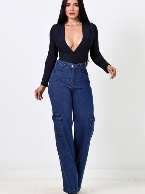 Wide Leg Cargo Denim