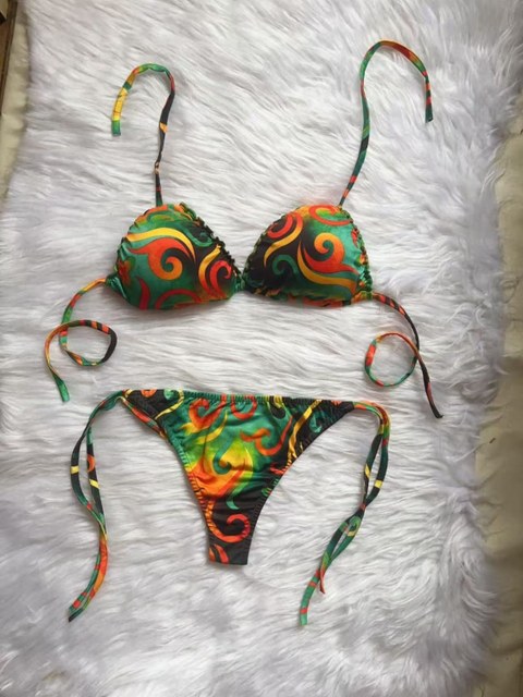 Biquini Fita Estampa do Fio Dental Sem Bojo