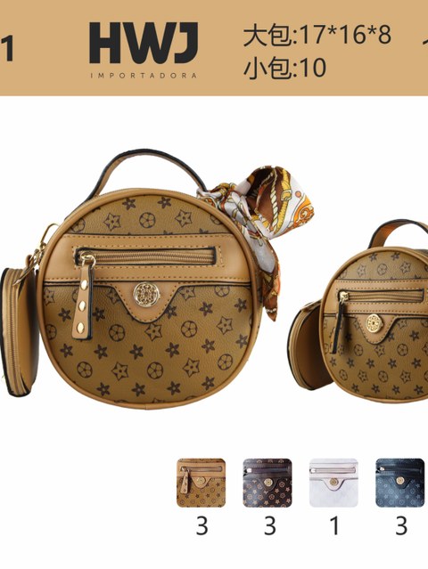 Bolsa feminina casual e elegante com carteira e lenço.8371