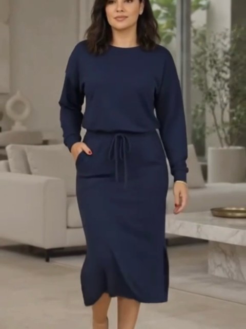 Conjunto Ana Moletinho Manga Longa Saia Midi