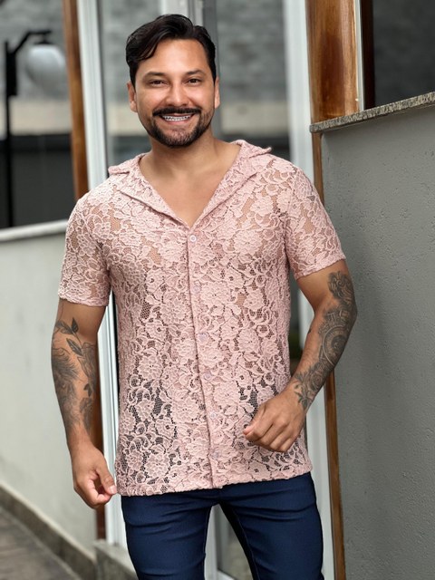 Camisa de Renda Masculina Rose