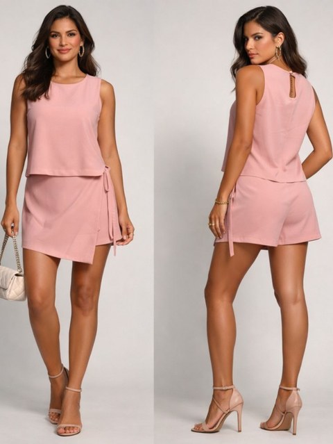 Conjunto short saia e blusa marrante