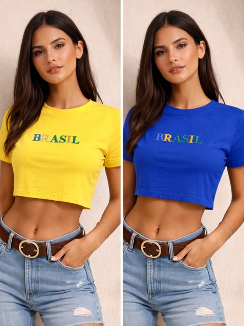Cropped Brasil Bordado