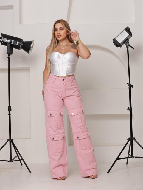 Calça Cargo Wide Leg Candy Color – Tendência Absoluta