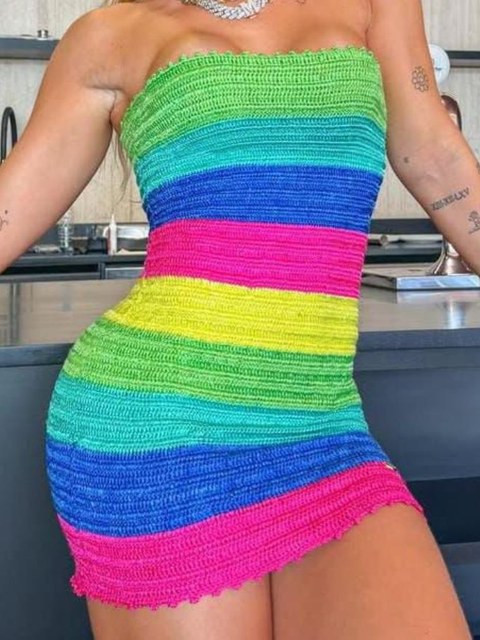 Vestido Modal Tricô Virginia Arco-Íris multicor