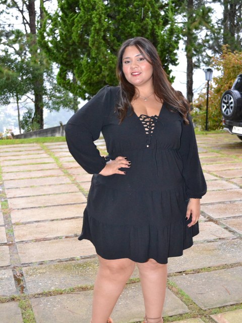 Vestido Manga Longa Plus size