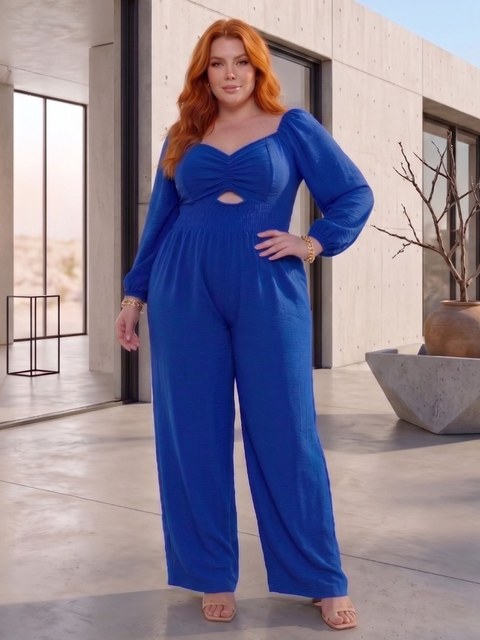 Macacão Longo Feminino Plus Size Tecido Duna Premium