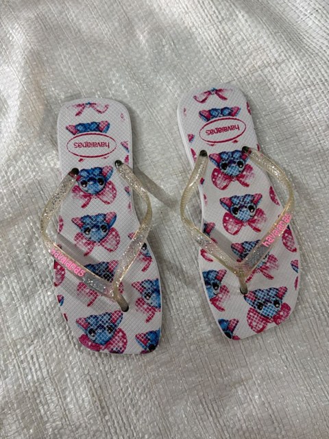 Kit 12 Pares de Chinelo Feminino Stitch Correia com Gliter