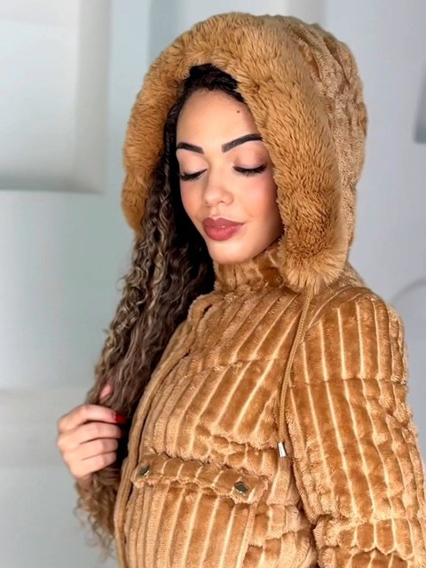 Jaqueta feminina puffer bolsos cargo