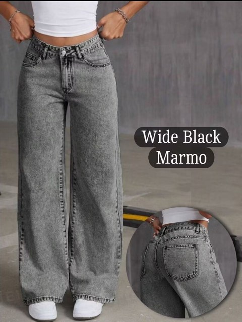 Calça Wid Leg Jeans Feminina Perna Larga boca de sino