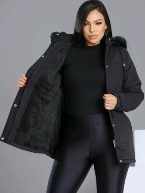 Casaco parka feminina sarja peluciada