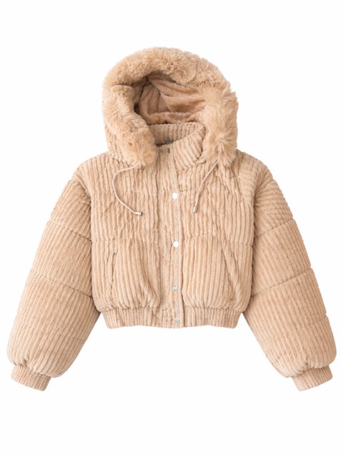 Jaqueta puffer cotele feminina peluciada por dentro