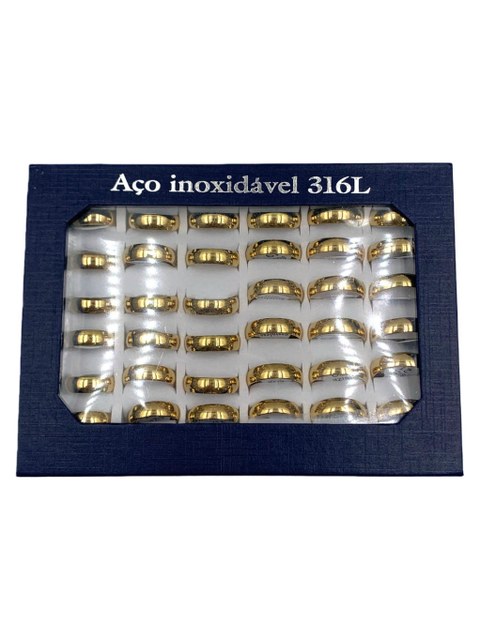 Alianças Aço Inox 316l Dourada Casamento (M) Kit 36 Peças