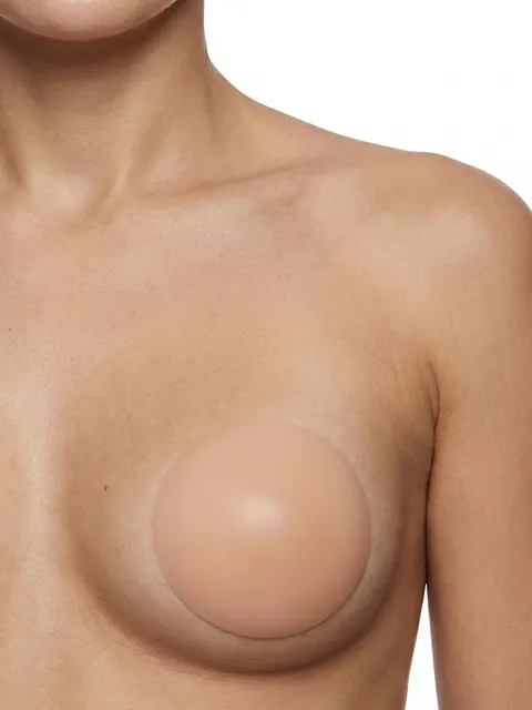 Protetor Mamilo Silicone Redondo Adesivo Invisivel Bege