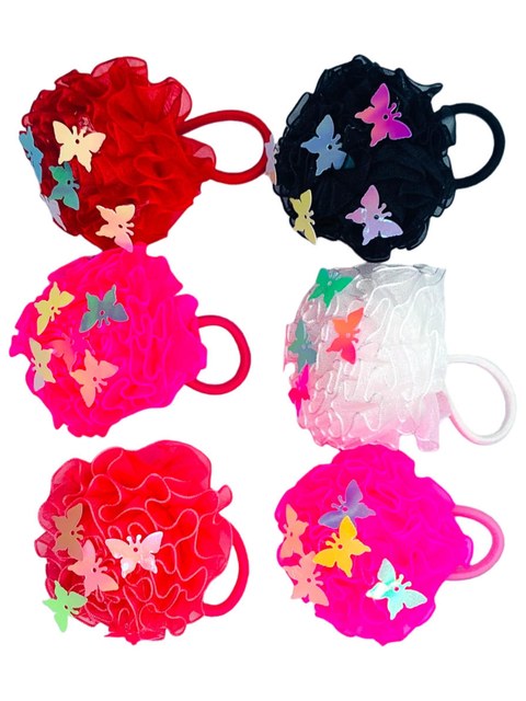 Kit 12 Elástico de Cabelo Rabicó Pompom Tule Infantil