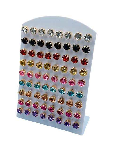 Brincos Strass Perola Cartela Feminino Kit 36 Pares SSED59