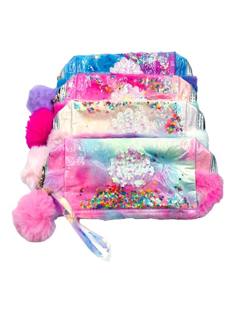 Necessaire Estojo Pelúcia Felpudo Maquiagem Escolar Meninas