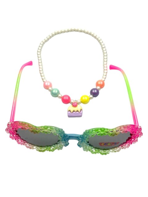 Kit Oculos de Sol Infantil com Fofo Colar 2 Peças