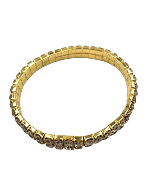 Pulseira Strass Duas Fileiras Elastica Brilhante Kit 12 Unid