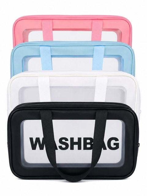 Kit 3 Necessaire Washbag Transparente Impermeável Maquiagem
