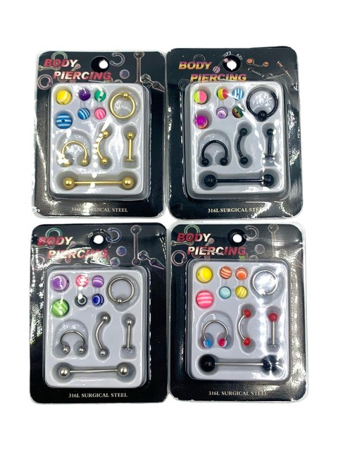 Piercing Corporal Aço Cirúrgico Misto Joia Kit 12