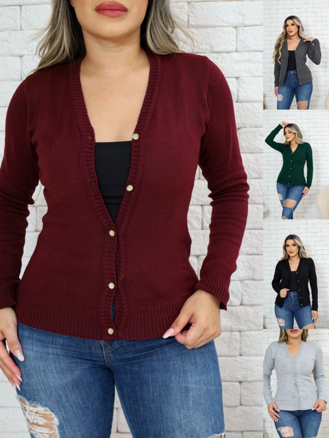 MONNEI Casaquinho de Botões Cardigan Tricot