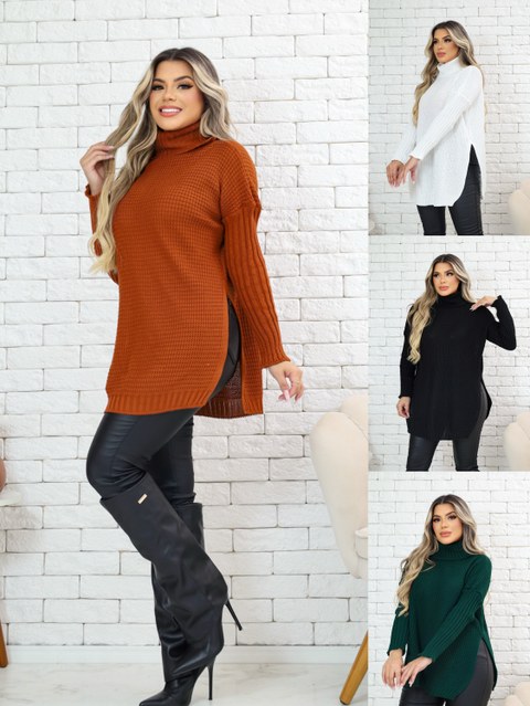 MONNEI Camisola Ombro Caído com Fendas