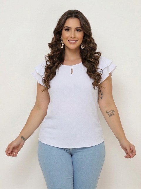 (Blusa Babados Plus Size Feminina)**