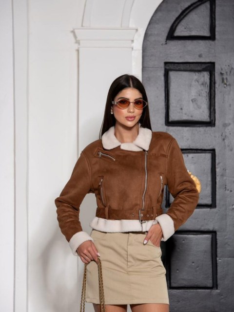 Jaqueta suede feminina forrada elegante