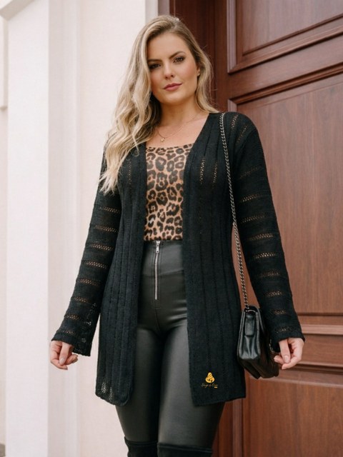 Kimono liso de trico meia estação