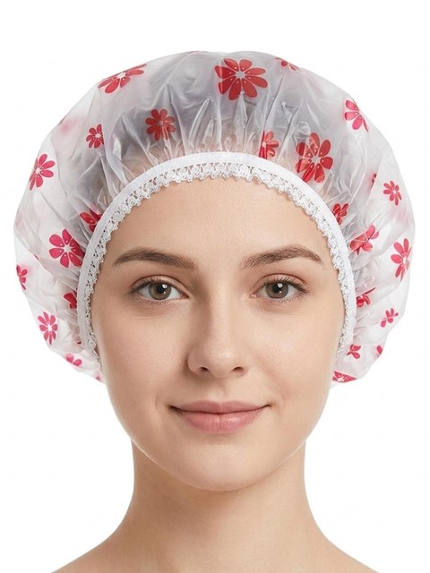 Touca de Banho Impermeável Plástico para Cabelo Kit 12 Peças