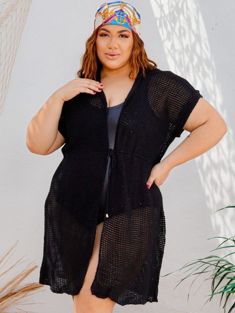 Saída Praia Plus Size Tricot Colete Feminina Verão