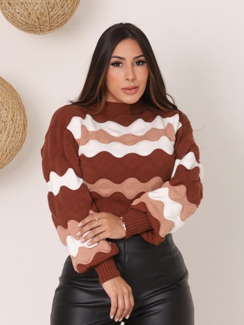 Blusa Tricot Modal Listrada Colorida Moda Feminina
