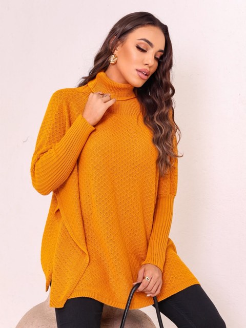 Poncho Tricot Fenda Gola Cacharrel Blusa Moda Feminina
