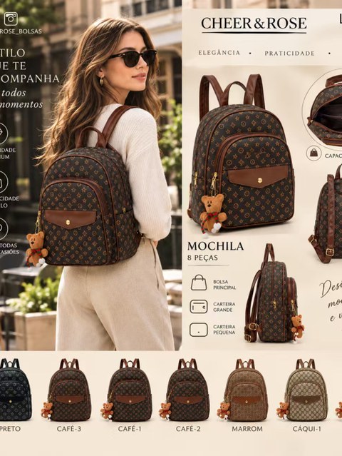 Mochila de feminina com chaveiro 7225