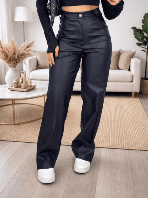Calça Wide Leg Couro Sintérico